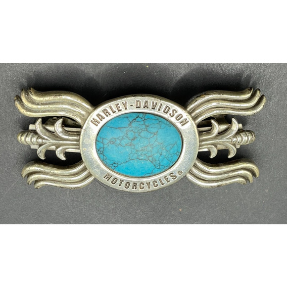 Vintage Harley Davidson Women’s Turquoise Silver Metal Hair Clip Barrette main image 7